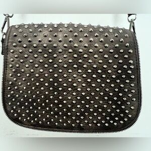 MMS Studded Spike Metal Metallic Crossbody Shoulder Bag Purse Gothic Fashion
